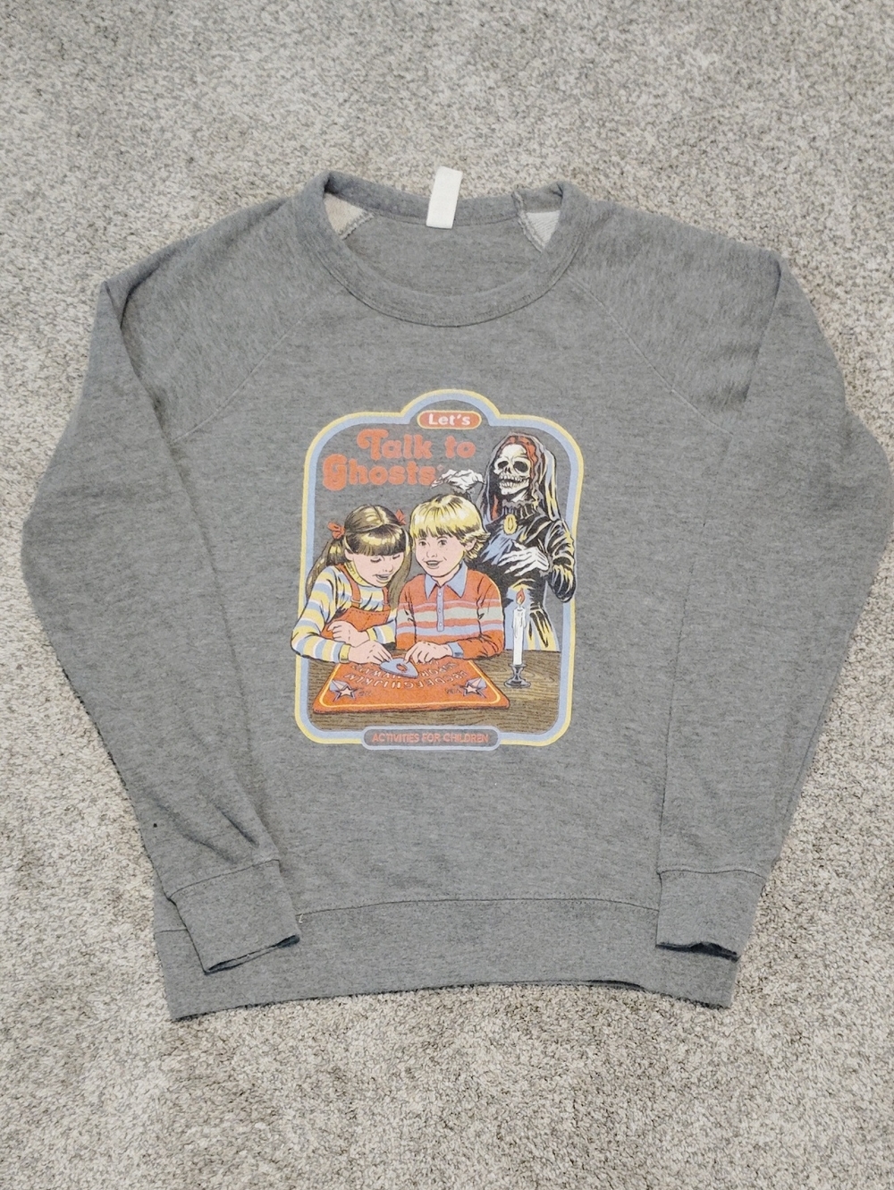 Grey 'Let's Talk to Ghosts' Graphic Crewneck Sweatshirt